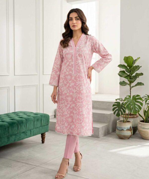 Alternative view of Elegant Pink Printed Cotton Co-Ord Set